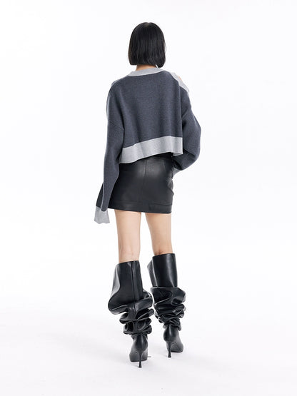 TINY IN WOMEN'S LOOSE DROPPED CUT-OUT SHORT SWEATERS-MIE