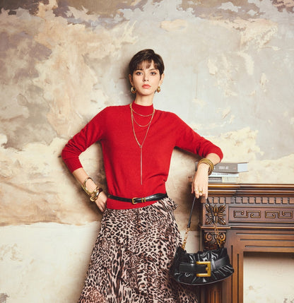 ANNASPEAK "Wilderness" layered leopard print flowing chiffon skirt-DIOR.