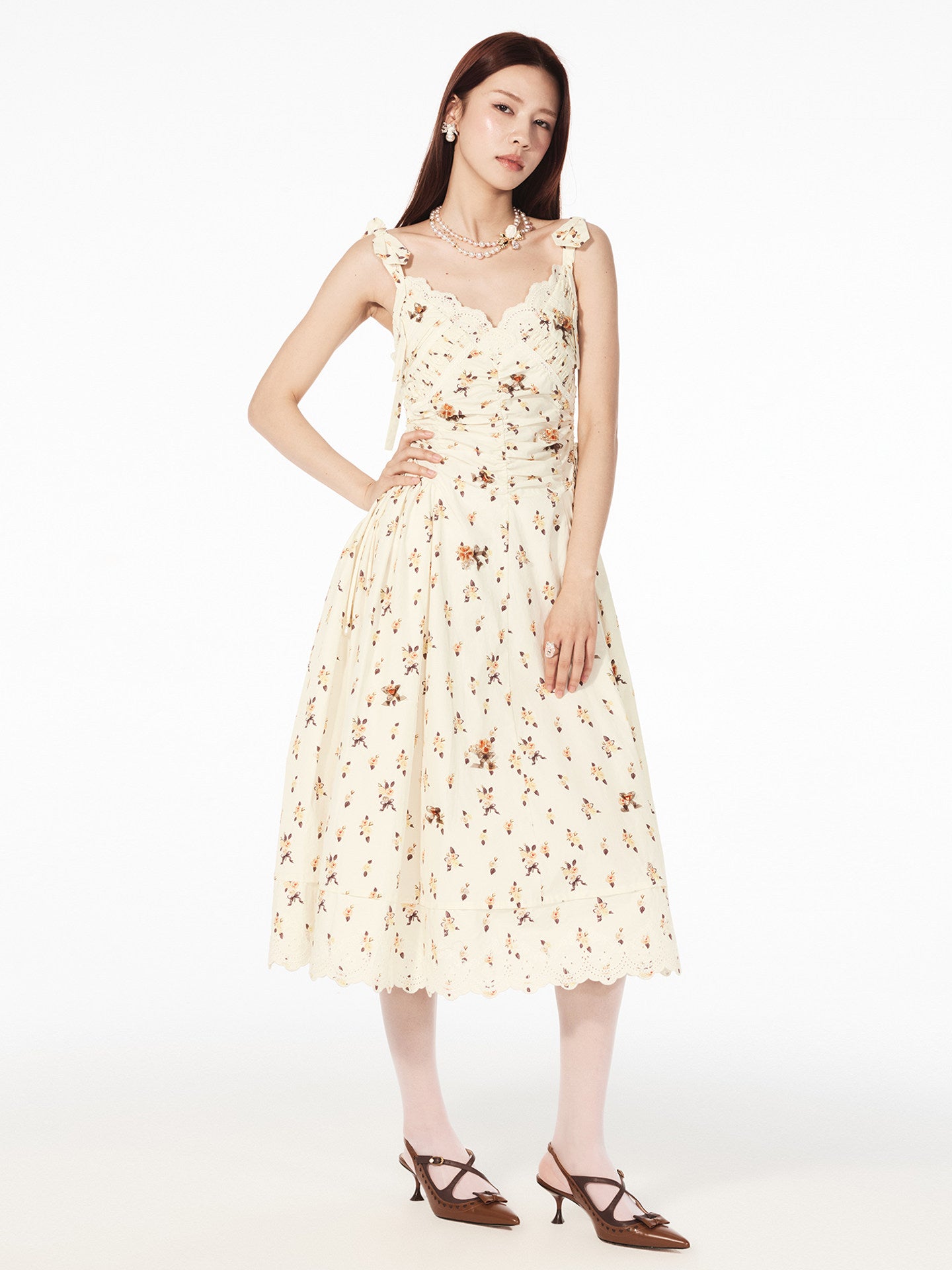 FAME pastoral print beaded floral slip dress - OLIVIA