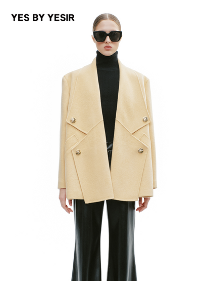 YES BY YESIR Sheep Wool Deconstructed Woolen Jacket - NARM.