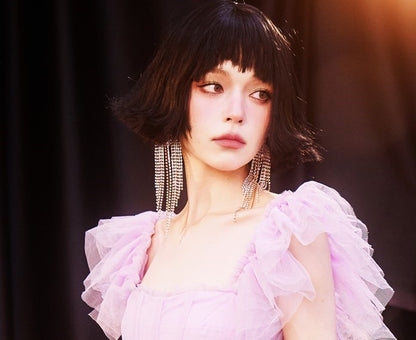 DOLLY Luxury Large Diamond Stylish Tassel Earring-JENNIE