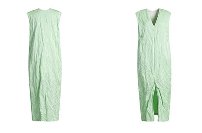 ZHUCHONGYUN V-neck sleeveless straight cut slit midi dress-BARN.