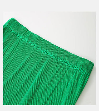 LEDIM W Green pleated rugle elegant  skirt -Charm