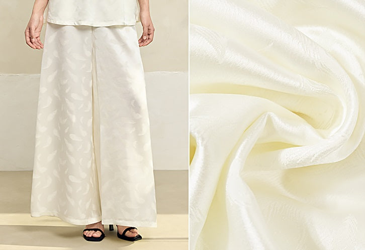 HECO Feather Jacquard Wide-leg Slacks Drape High-waisted Women - PRUDE