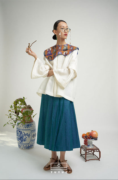 TUYUE one-piece cut round neck long sleeve Chinese coat shirt- ANDREW.