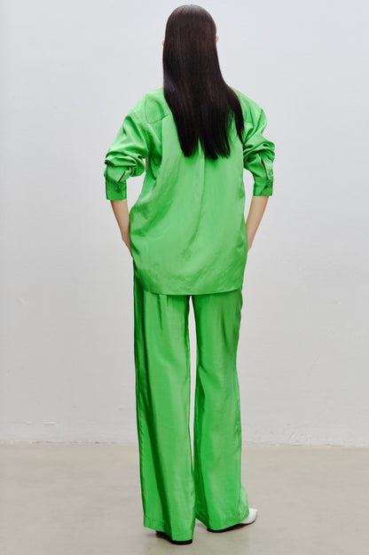 COMME MOI women's green wear wide-leg pants - ABIGAIL.