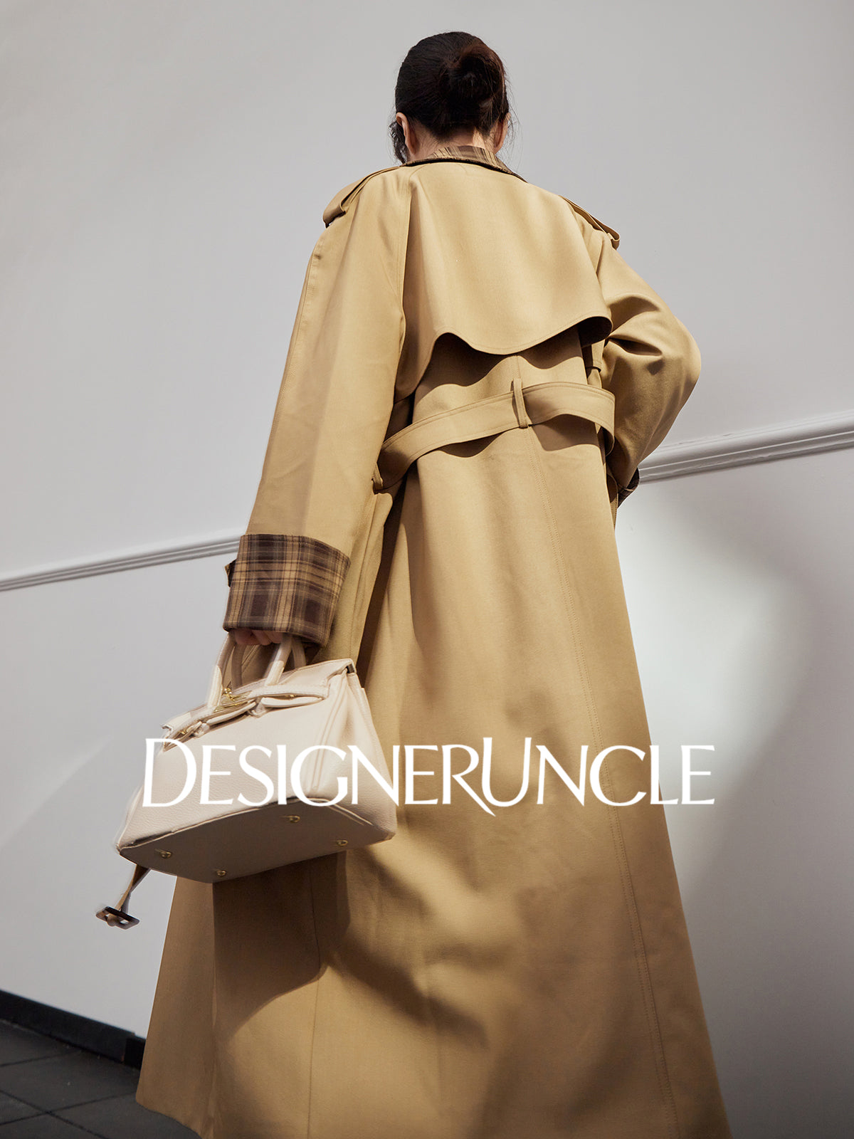 DGU "Twilight" coffee trench coat new loose lapel slimming high-end long jacket - BADE.