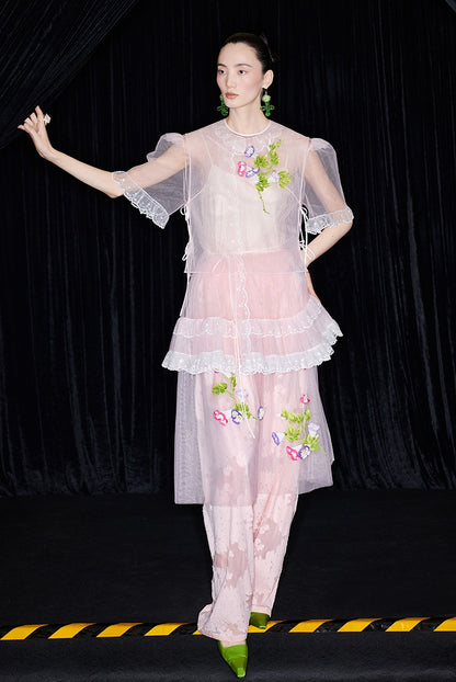 M essential Mackay designer brand mesh hand-painted morning glory vest - SAFE.