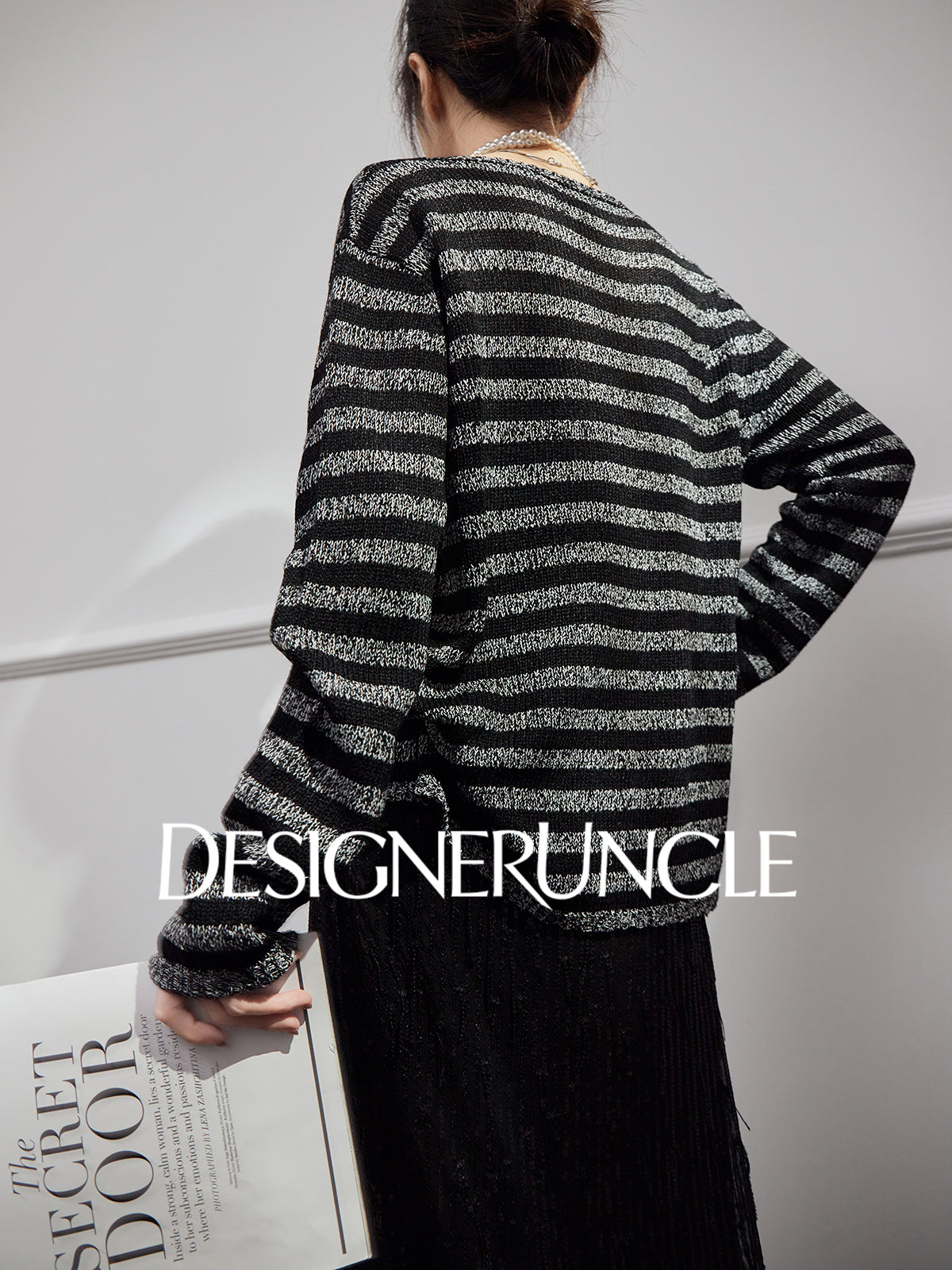 DGU "Ink Sequence" black and gray wool knitted sweater - DREAM.