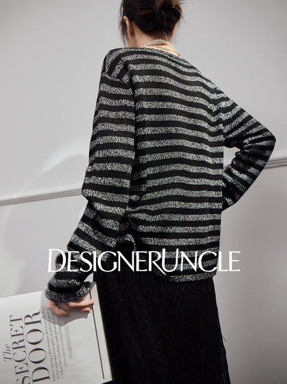 DGU "Ink Sequence" black and gray wool knitted sweater - DREAM.