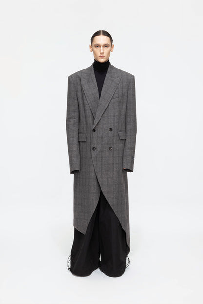 ANNAKIKI niche design asymmetrical loose wool long coat-JIANCI