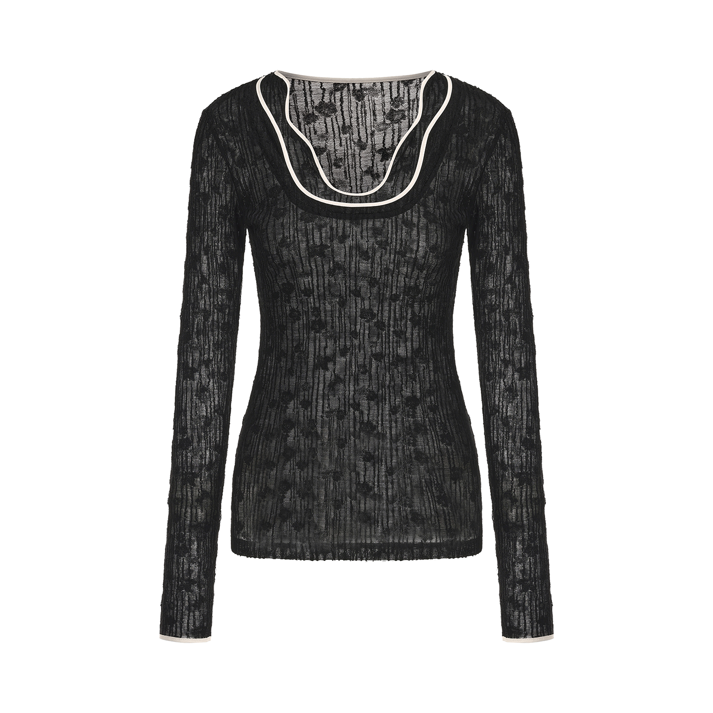 ATELIER MISS LU Water-Collared Sheep Wool Blend Texture Top - DIFFER.