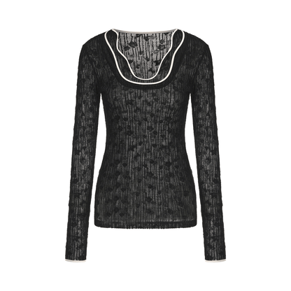 ATELIER MISS LU Water-Collared Sheep Wool Blend Texture Top - DIFFER.