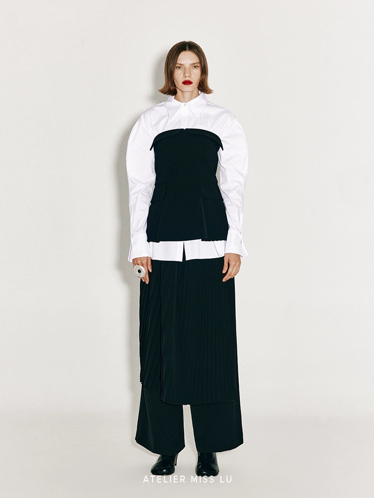 ATELIER MISS LU Fall/Winter pleated panelled A-line bandeau top - KENNY.