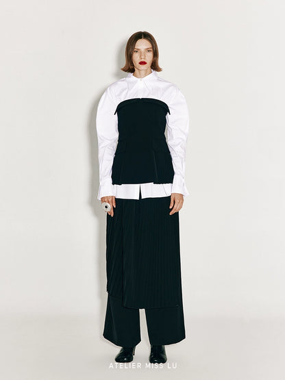 ATELIER MISS LU Fall/Winter pleated panelled A-line bandeau top - KENNY.