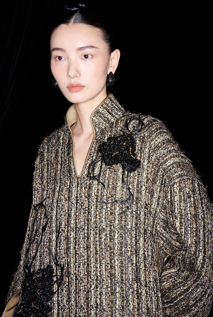 M essential Mackay designer Chanson  Wrought Iron Orchid Feather Beaded Top - growth.