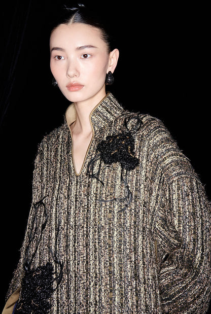 M essential Mackay designer Chanson  Wrought Iron Orchid Feather Beaded Top - growth.