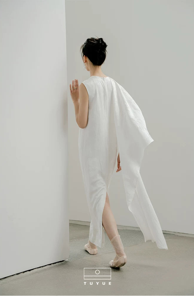 TUYUE White Jacquard H-shaped dress dress- HENDRICK