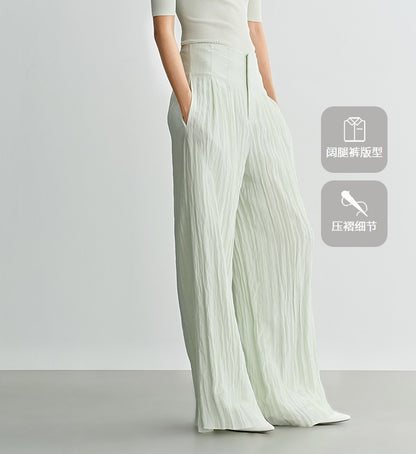COMME MOI high-waisted pressed pleated wide-leg pant - TOBIAS.