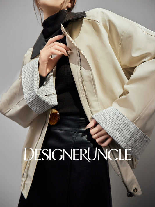 DGU Beige jacket light luxury design sense retro trend niche casual top - TSWR.