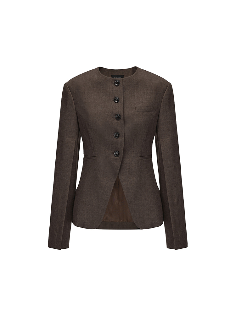 ATELIER MISS LU Slit Sleeve Cinched Waist Wool Blazer - MORGAN.