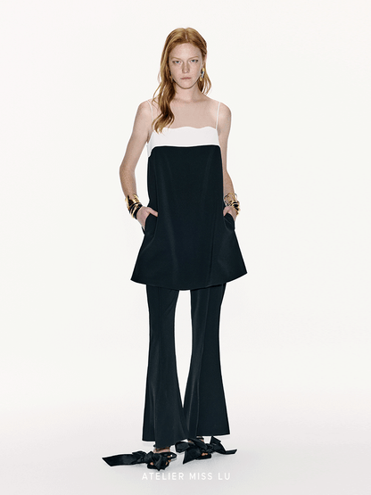 ATELIER MISS LU Contrasting Lines Wrap Around The Slip Dress - SOPHIA.