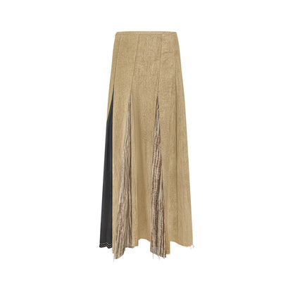 TUYUE Brown Textured Multi-Cut A-Line Midi Skirt - HARRY.