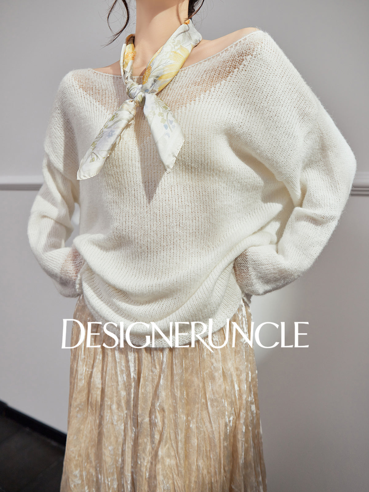 DGU "Soft Light"women's sweater loose and versatile shows thin and lazy knitted jacket - CREW.