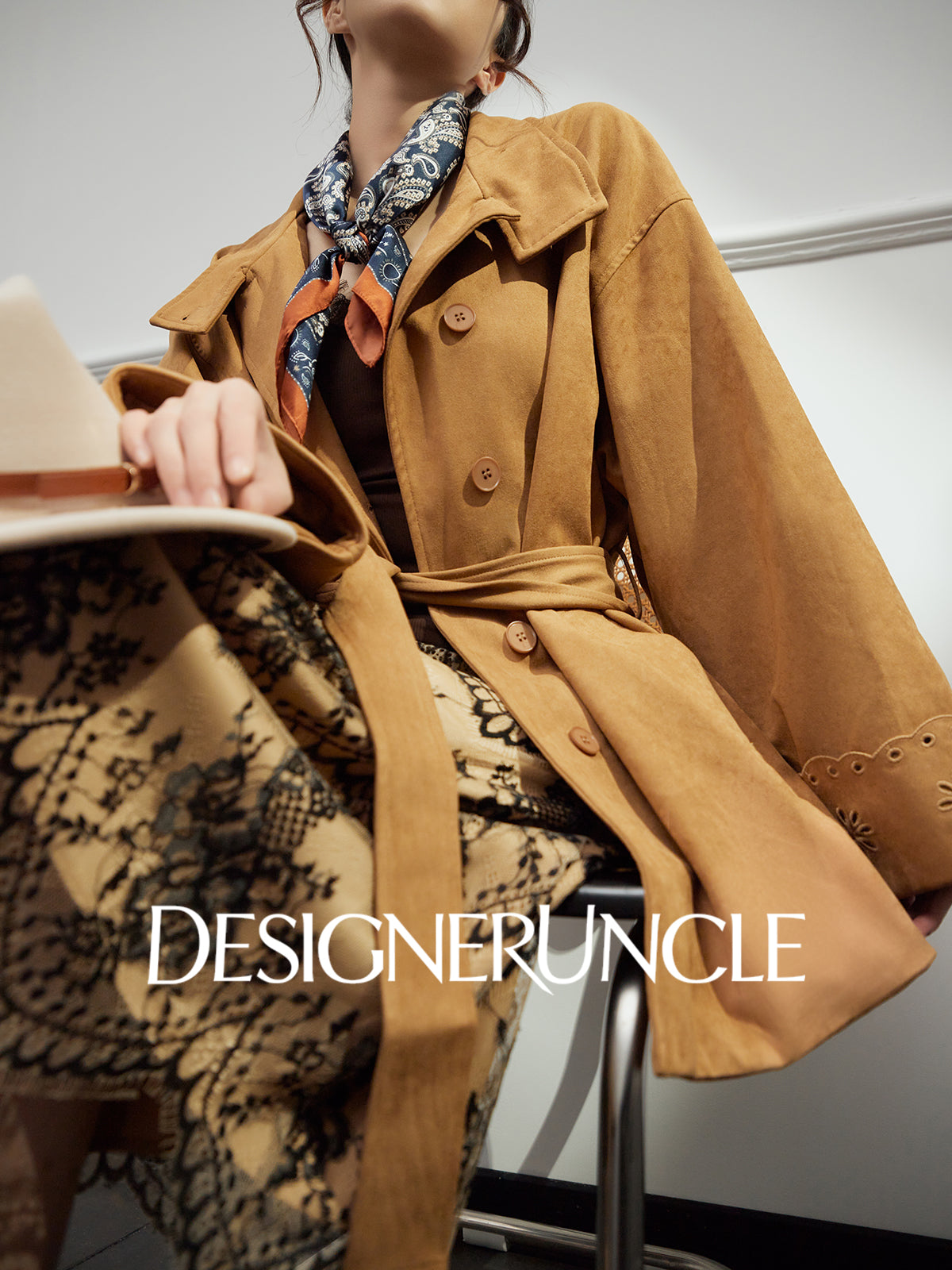 DGU "Vine Sand" coffee color short jacket new commuter versatile loose slimming retro top - Morgan.