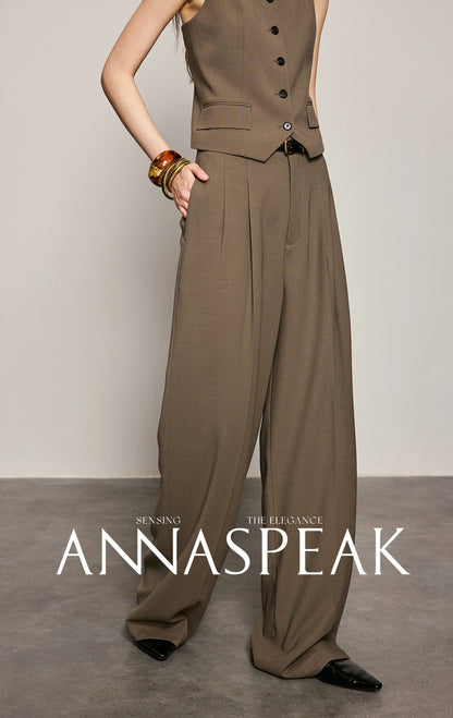 ANNASPEAK  Red wool trousers and wide-leg pants-LATAN.