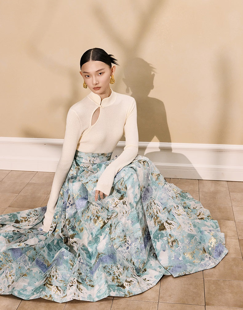 HECO Stand Collar red black white apricot Slim Bottom top Spring - treat.