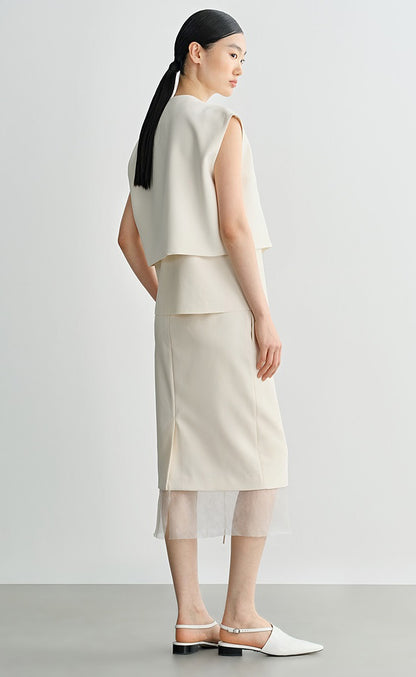 COMME MOI Lv Yan designer's curved placket cropped vest - POSEY.