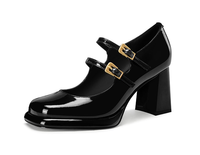 Pjjuu Mary Jane Block Black Platform Summer Shoes - MEET