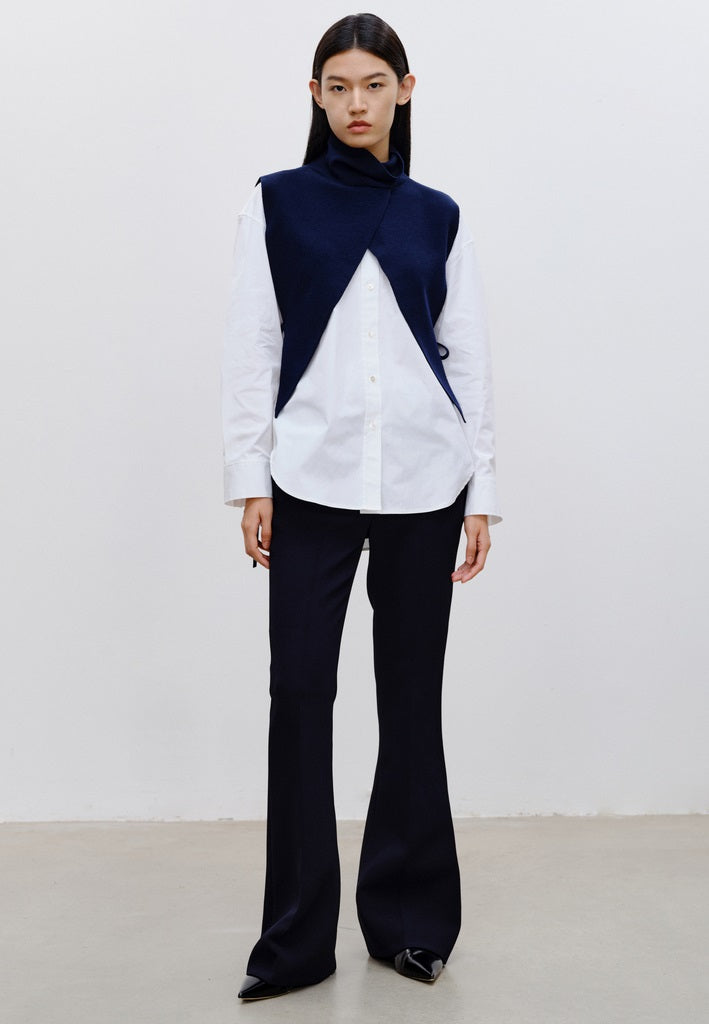 COMME MOI Lu Yan designer new women's casual fashionable wool knitted turtleneck shoulder - FADED.