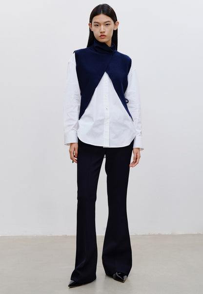 COMME MOI Lu Yan designer new women's casual fashionable wool knitted turtleneck shoulder - FADED.