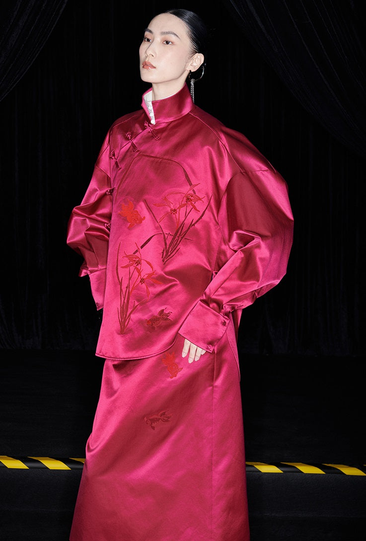 M essential Mackay designer brand embroidered placket silhouette shirt - save.