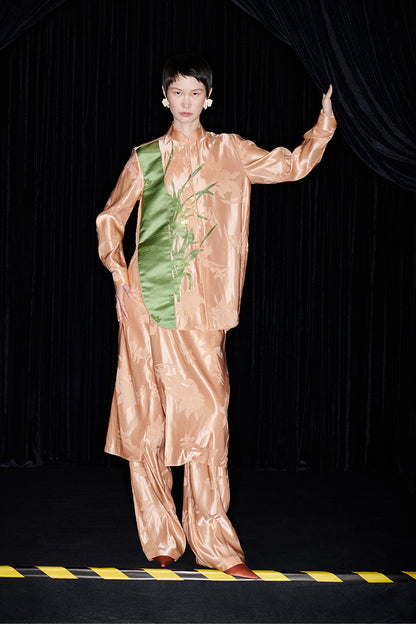 M essential Mackay designer iris jacquard orchid collage stand-up collar shirt psnt set - five.