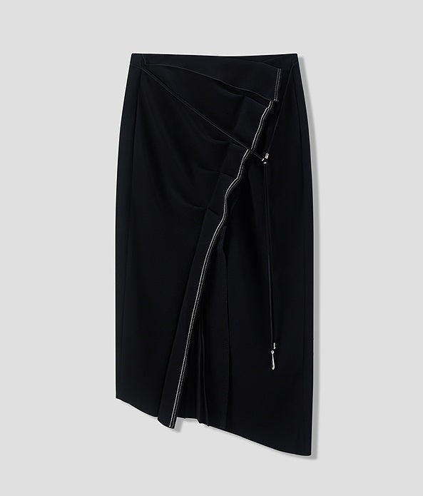 COMME MOI Lu Yan designer's new women's commuter acetate lace asymmetrical skirt - BANKS.