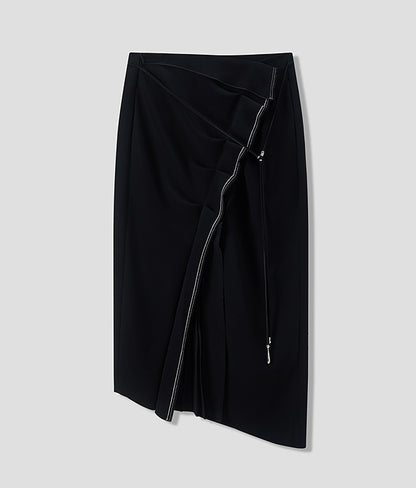 COMME MOI Lu Yan designer's new women's commuter acetate lace asymmetrical skirt - BANKS.