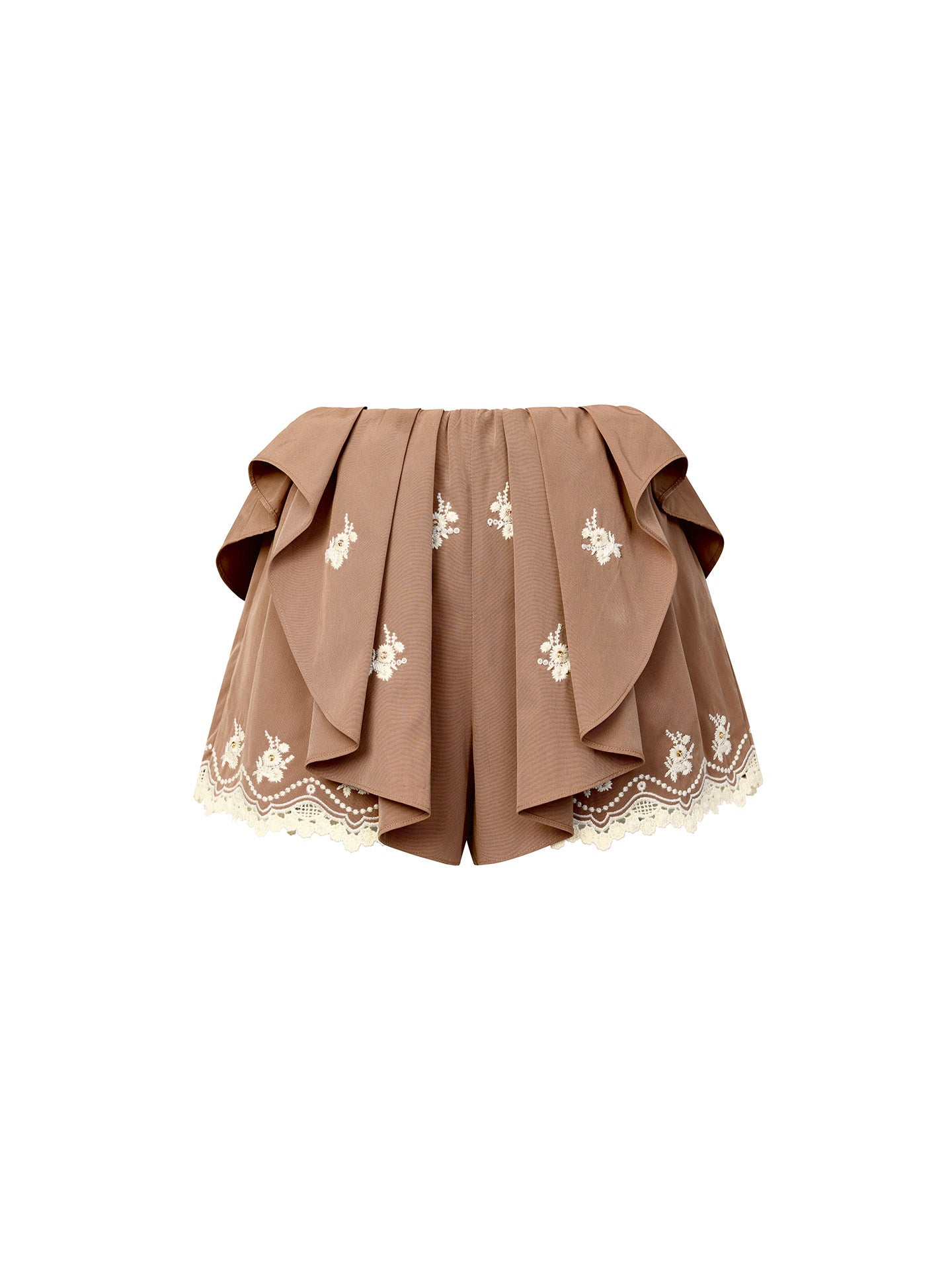 FAME flower embroidery deconstruction shorts fake two slacks