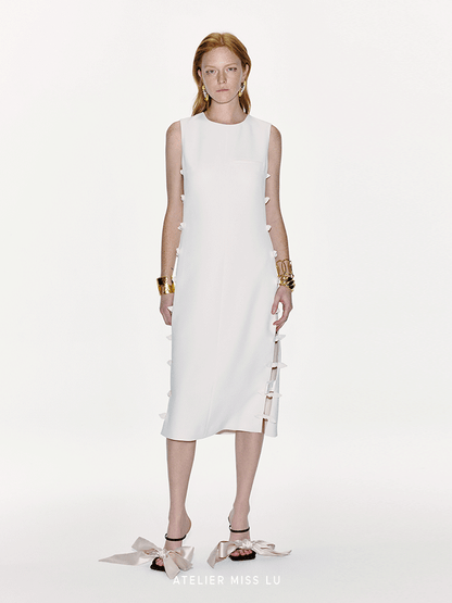 ATELIER MISS LU Cut-out Rabbit Ear Ribbon Patchwork Dress - ADAM.