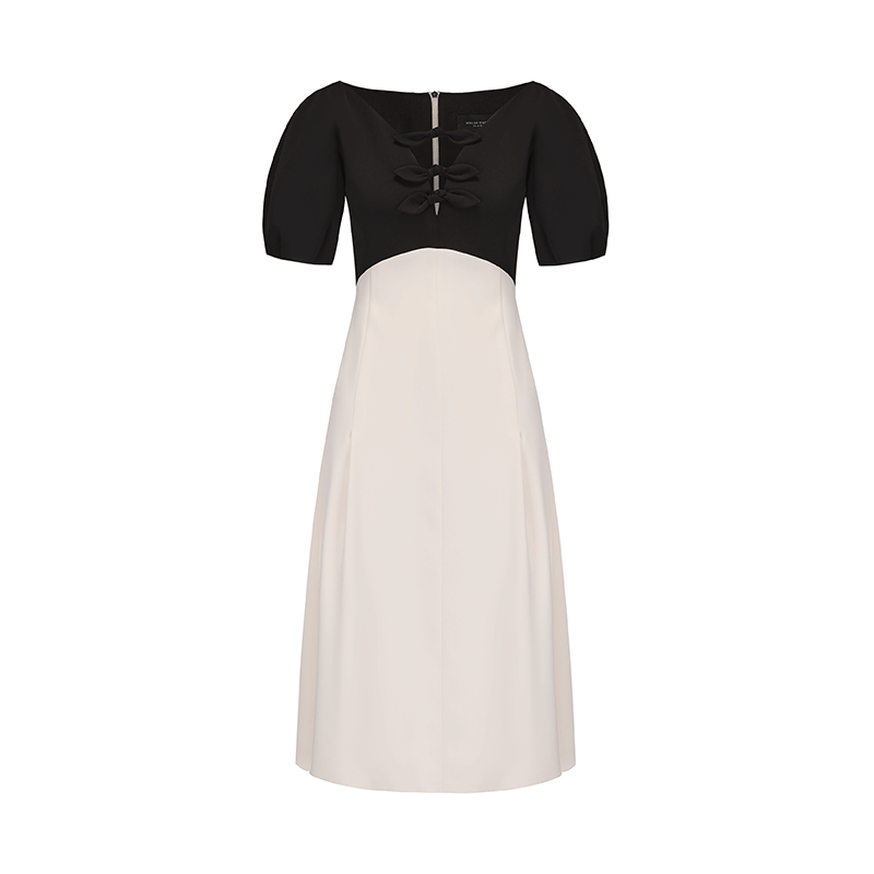 ATELIER MISS LU Rabbit Ears Ribbon Curved A-line Dress - ADVENT