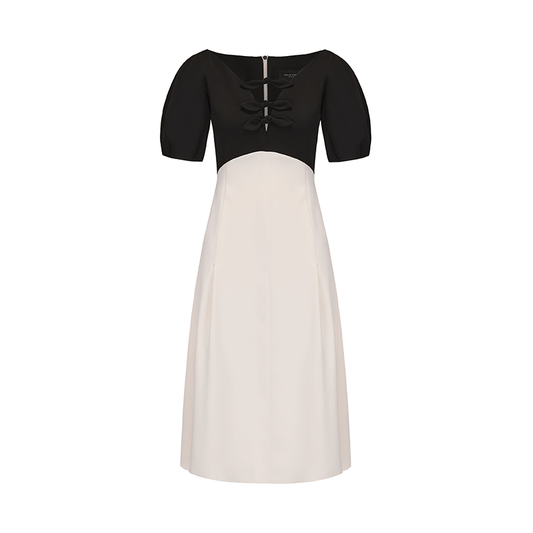 ATELIER MISS LU Rabbit Ears Ribbon Curved A-line Dress - ADVENT