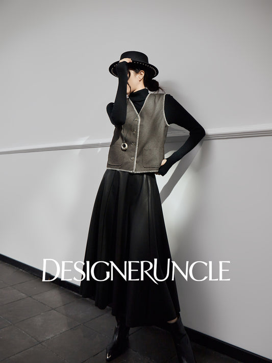 DGU|Leather Vest Light Luxury Commuting Loose and Versatile Design Shoulder Top - Stephan.