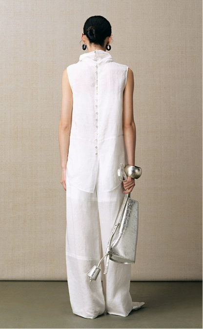 ZHUCHONGYUN  loose light casual wide-leg pants and turtle neck top-KAMADO.