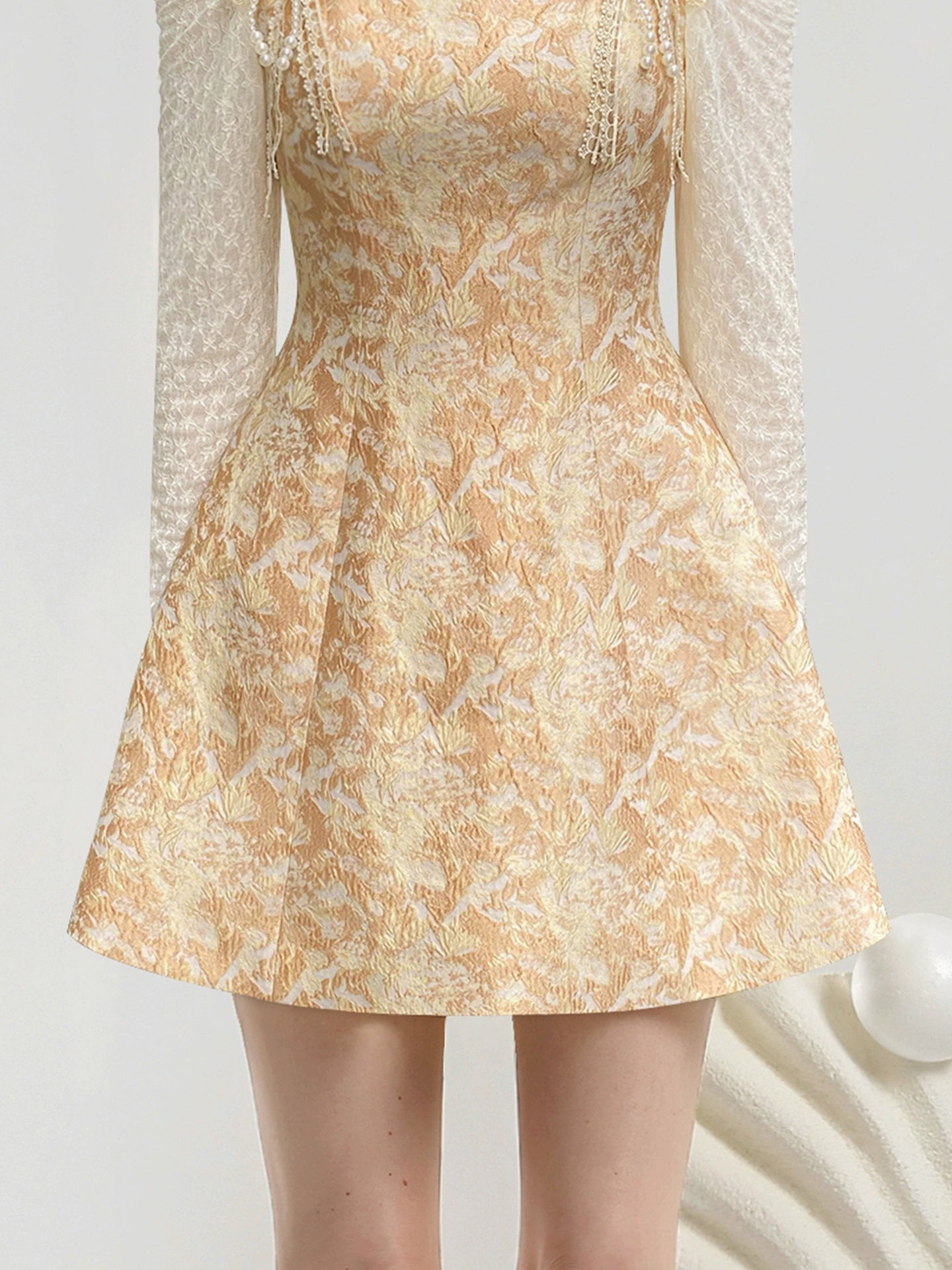 CHECOCRE Stubble new bow decoration waist long sleeve court style dress - WING.