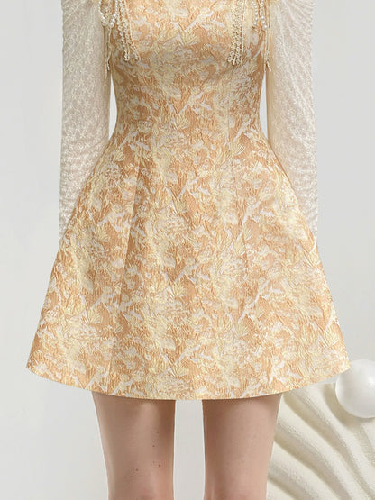 CHECOCRE Stubble new bow decoration waist long sleeve court style dress - WING.