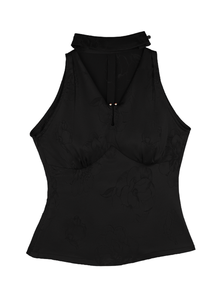 HECO Chinese Acetate V-Neck Waist Small Vest Top - ZEPH.