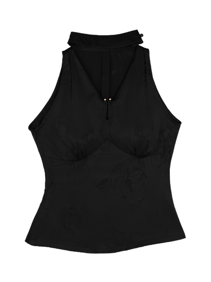 HECO Chinese Acetate V-Neck Waist Small Vest Top - ZEPH.