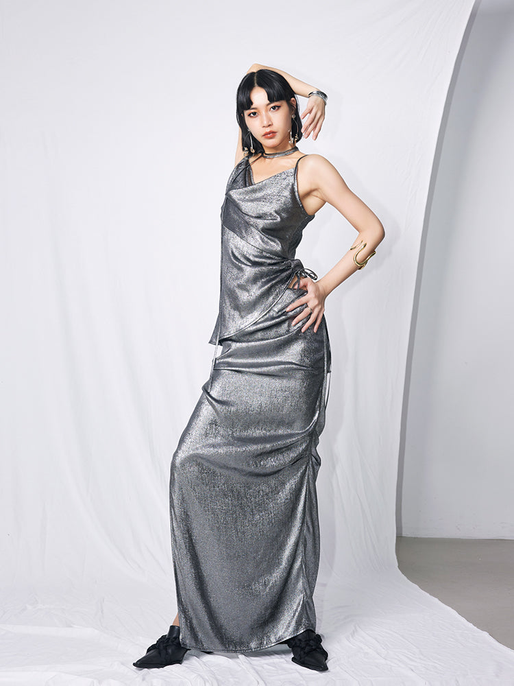 TINY IN two-tone pinch sexy long skirt -SAKUNA